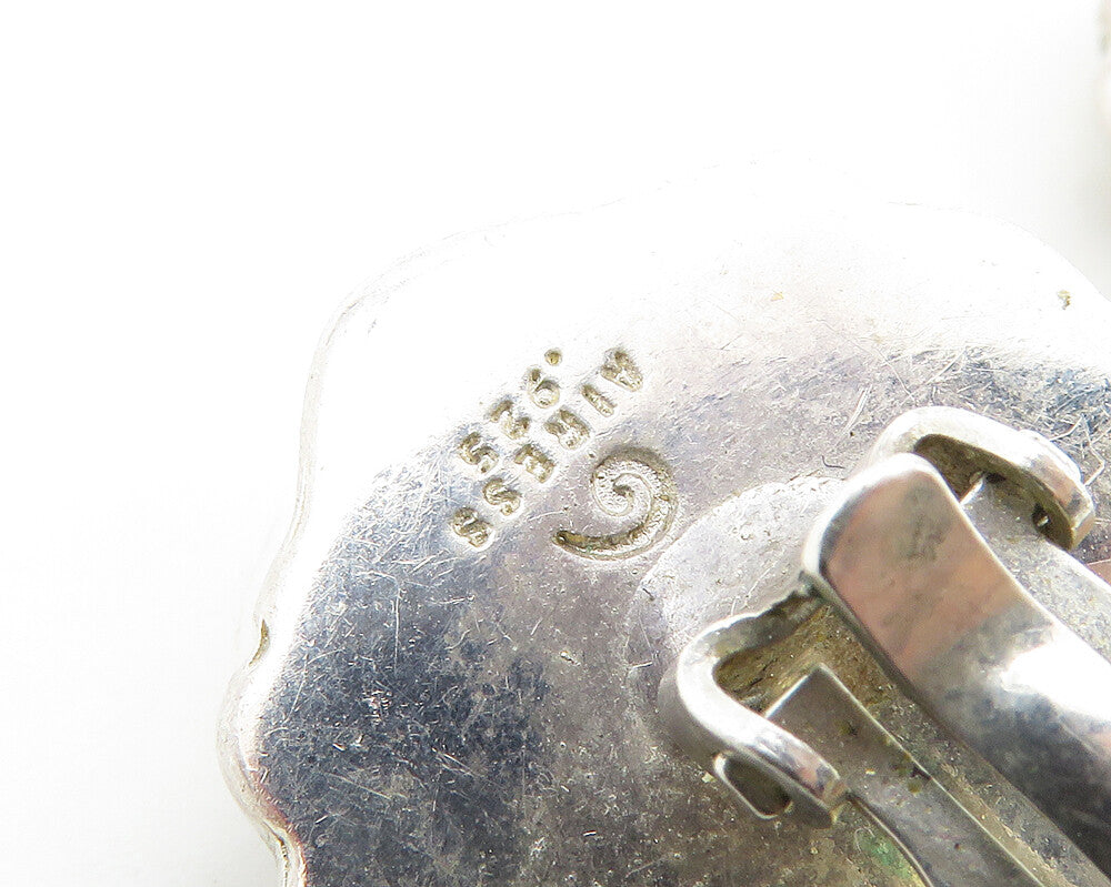 PAT AIRESS 925 Sterling Silver Vintage Shiny Dome Non Pierce Earrings EG9070