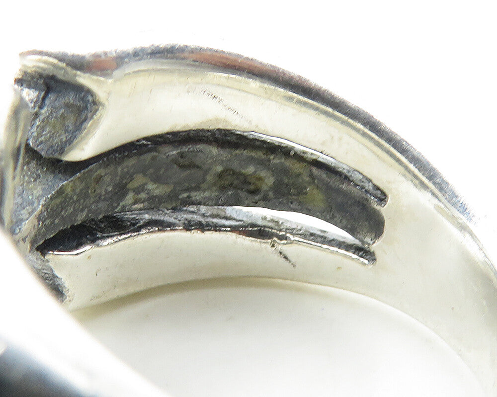 925 Sterling Silver Vintage Shiny Cross Split Large Band Ring Sz 11 RG18731