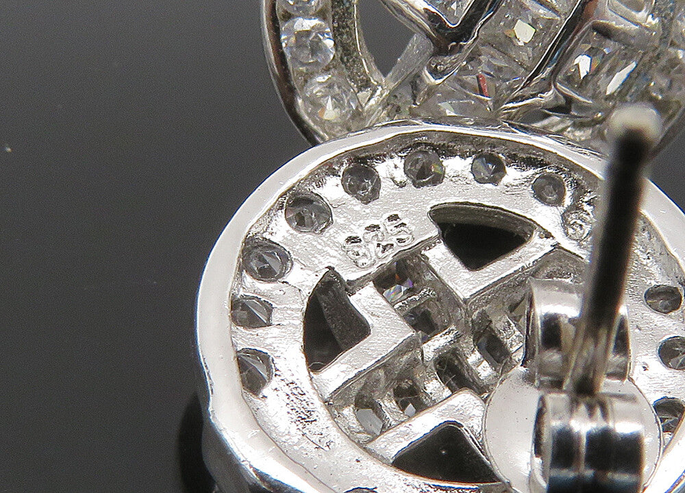 925 Sterling Silver Vintage Sparkling Cubic Zirconia Drop Earrings EG11137