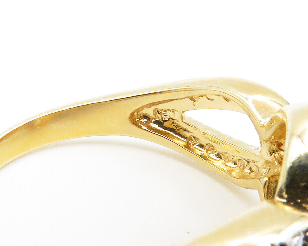 925 Sterling Silver Faceted Topaz Gold Plated Shiny Band Ring Sz 7 RG14068