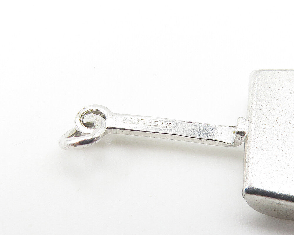 925 Sterling Silver Vintage Petite Shiny Heart Shovel Drop Pendant PT9346