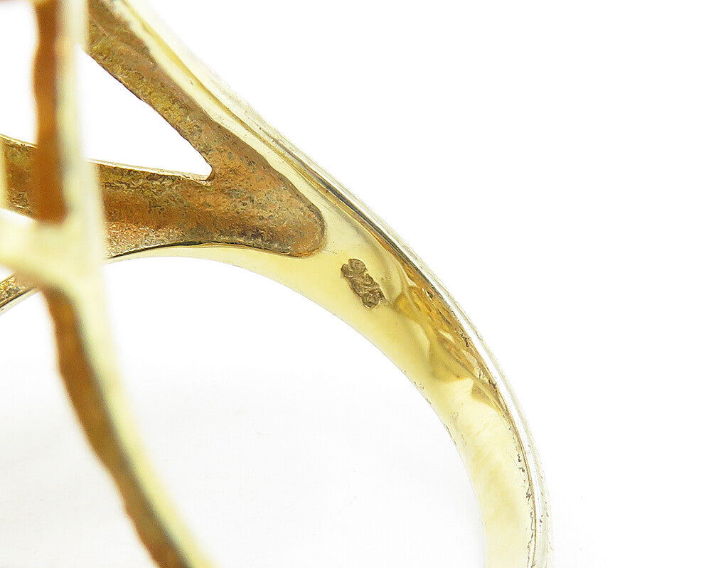 925 Sterling Silver Topaz Two Tone Floral Dome Cocktail Ring Sz 8.5 RG10956