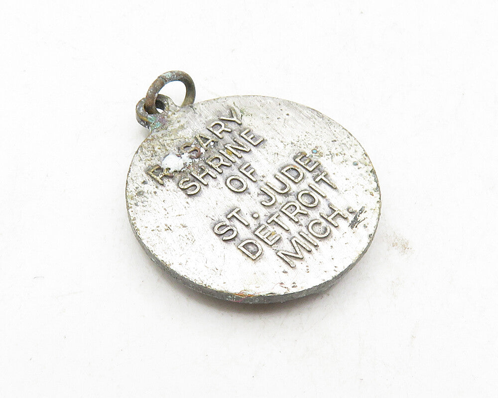 925 Sterling Silver Vintage Antique St. Anne Religious Prayer Pendant PT7807