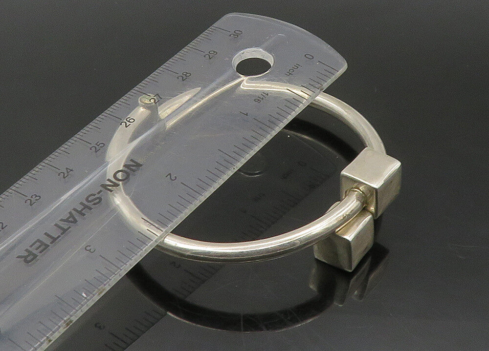 MEXICO 925 Silver Vintage Shiny Cube Ends Bypass Bangle Bracelet BT9002