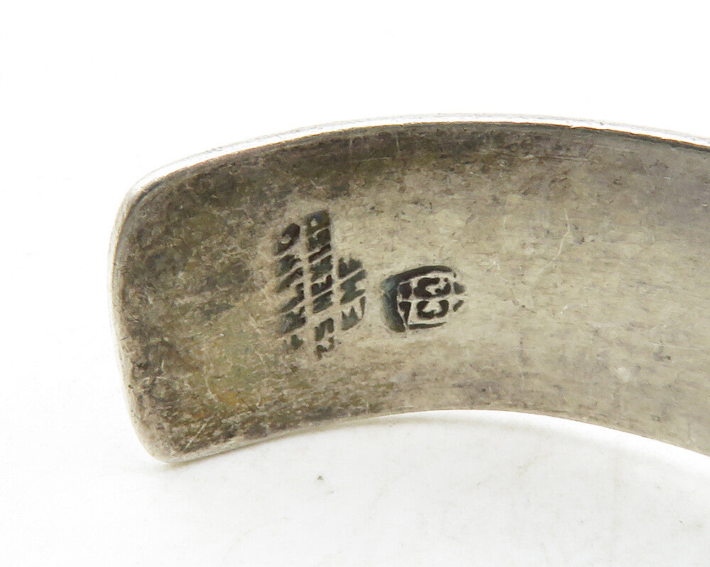 MEXICO 925 Silver Vintage Cabochon Cut Sodalite Smooth Cuff Bracelet BT4922