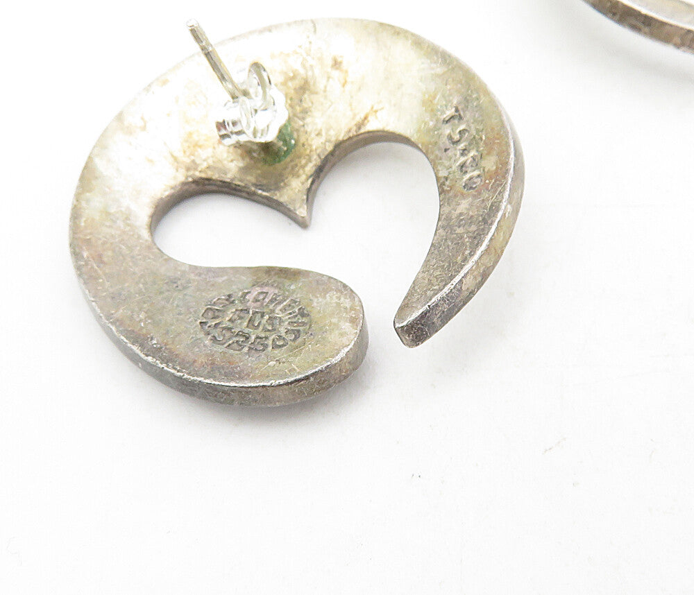 FCS TAXCO MEXICO 925 Silver Vintage Dark Tone Love Heart Drop Earrings EG4509
