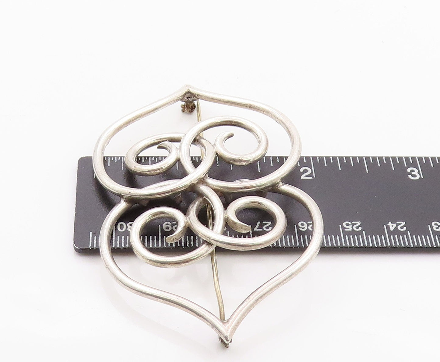 925 Sterling Silver Vintage Brooch Large Artisan Made Design Cutout BP11598