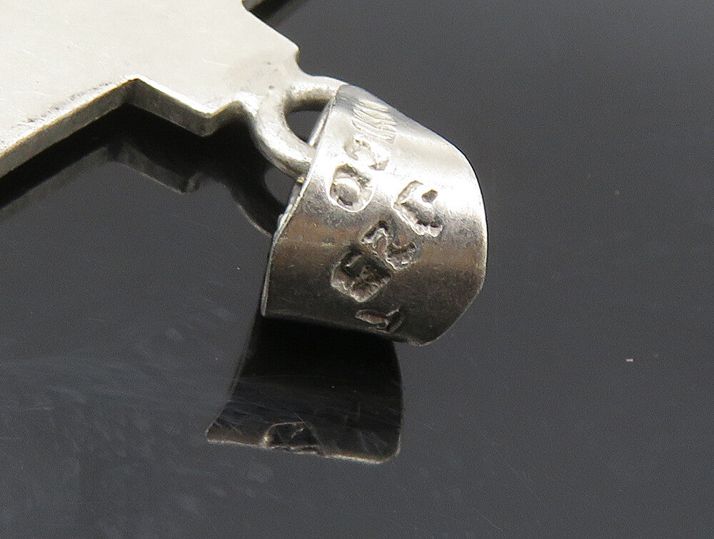 MEXICO 925 Sterling Silver Vintage Shiny Etched Design Cross Pendant PT19832