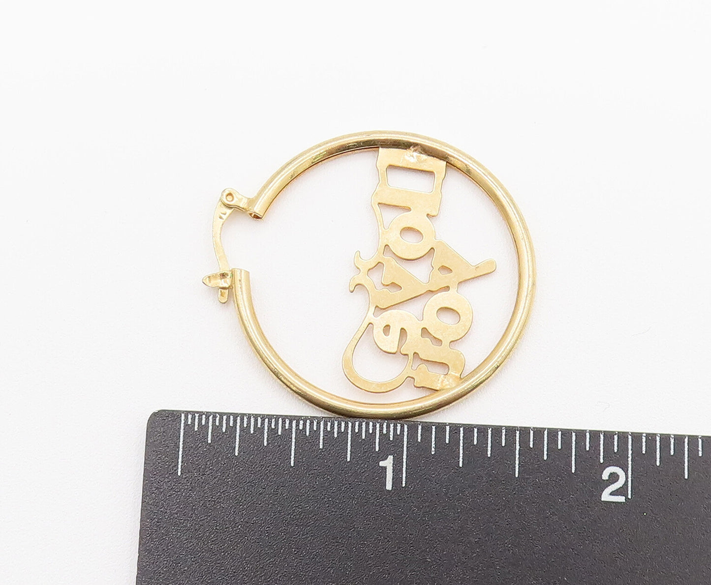 925 Silver Vintage Gold Plated I Love You Cutout Hoop Earrings EG12316