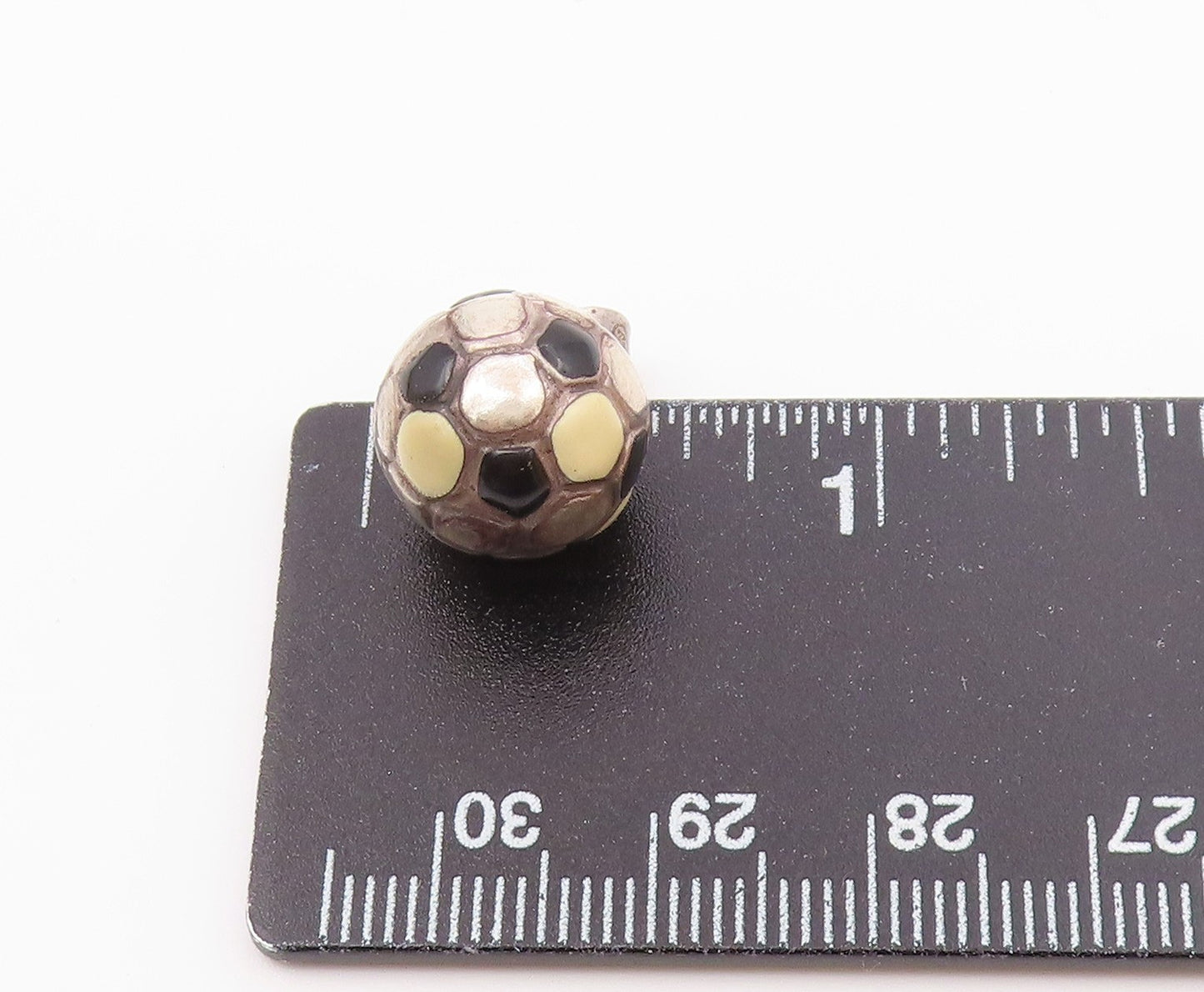 925 Sterling Silver Vintage Enamel Soccer Ball Sport Drop Pendant PT19932