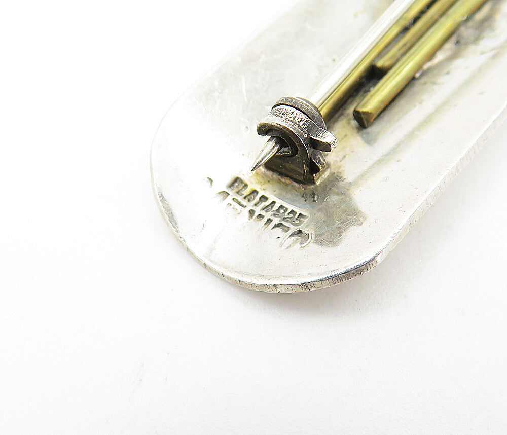 MEXICO 925 Sterling Silver Vintage 2 Tone Bag Of Golf Clubs Brooch Pin BP1324