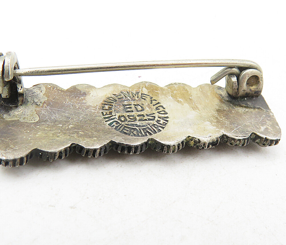 ED MEXICO 925 Sterling Silver Vintage Dark Tone Wire Twist Brooch Pin BP3401