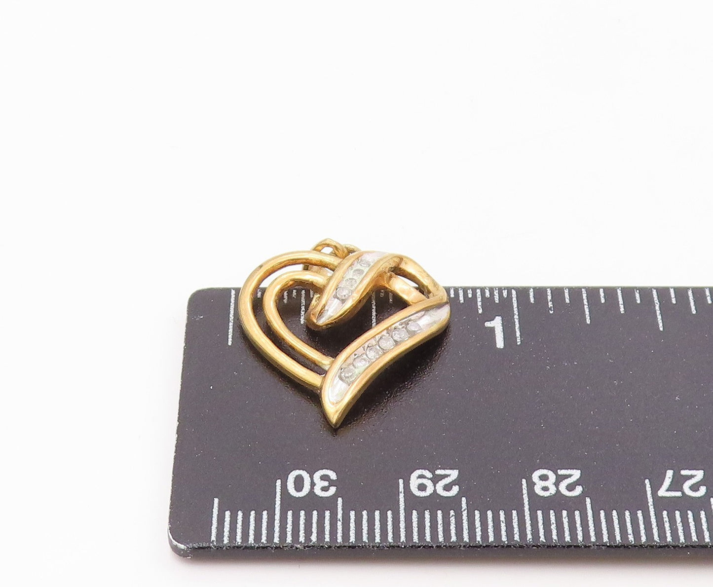 925 Sterling Silver Genuine Diamonds Gold Plated Love Heart Pendant PT12025