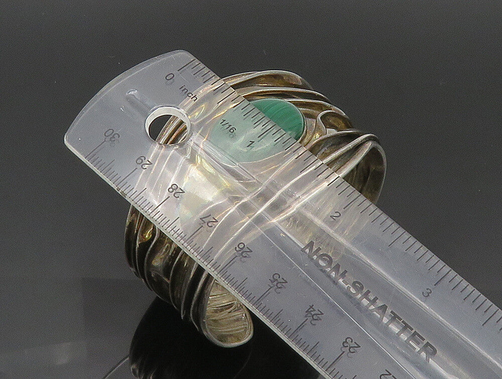 DDD MEXICO 925 Silver Vintage Agate Modernist Wide Cuff Bracelet BT9370