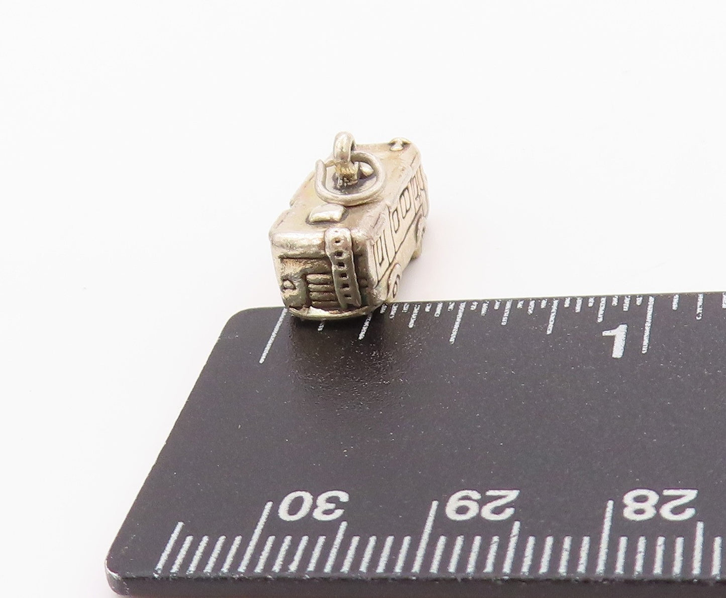 925 Sterling Silver Vintage Pendant Antique Etched School Bus Charm PT24568