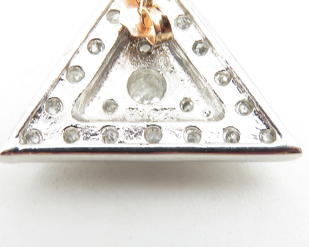 925 Sterling Silver Sparkling Cubic Zirconia Triangle Drop Earrings EG5728