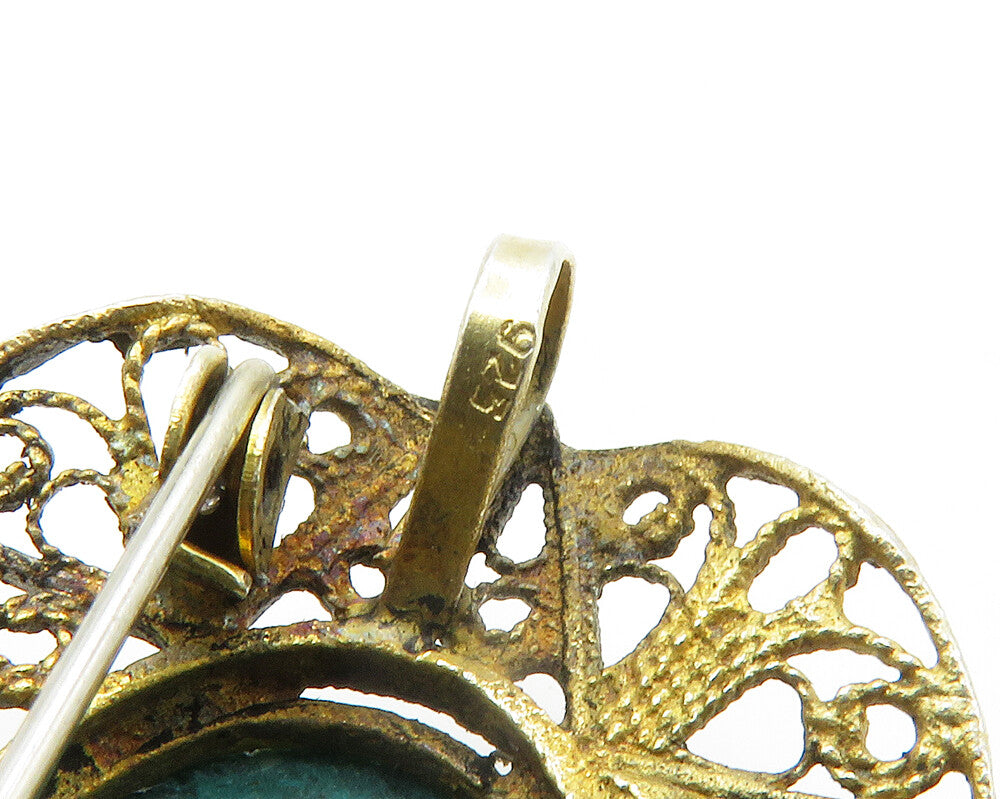 ISRAEL 925 Sterling Silver Vintage Eilat Filigree Star Brooch Pin BP5460