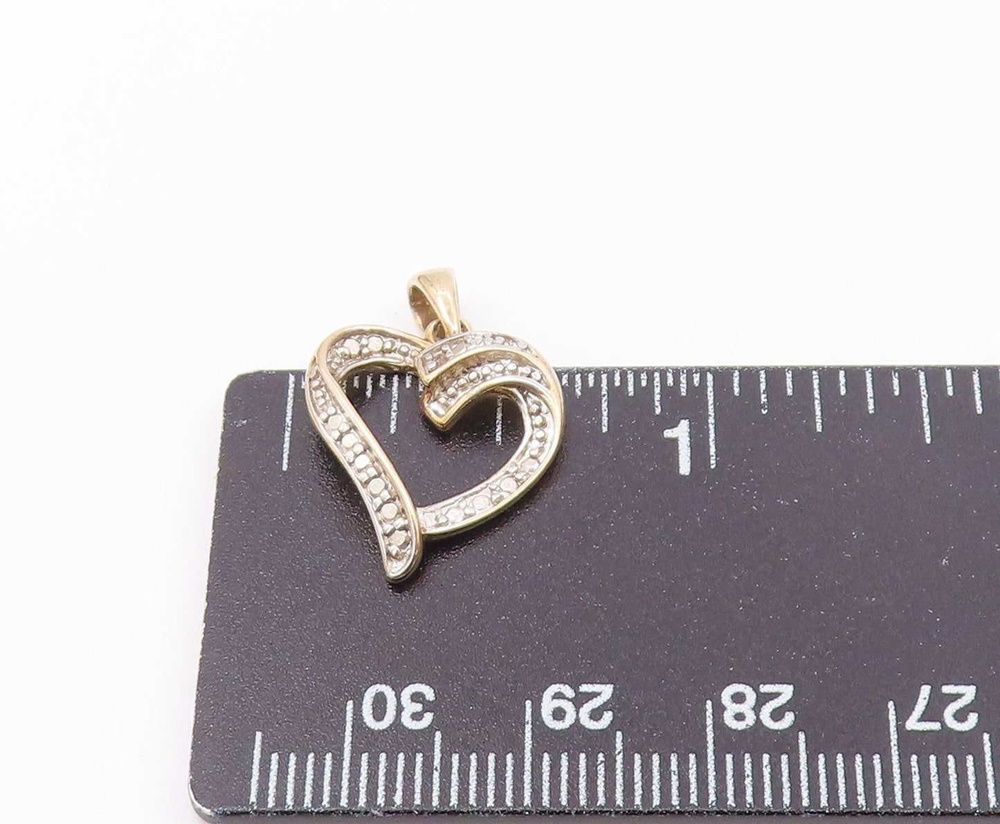 925 Sterling Silver Vintage Shiny Topaz 2 Tone Love Heart Pendant PT18761