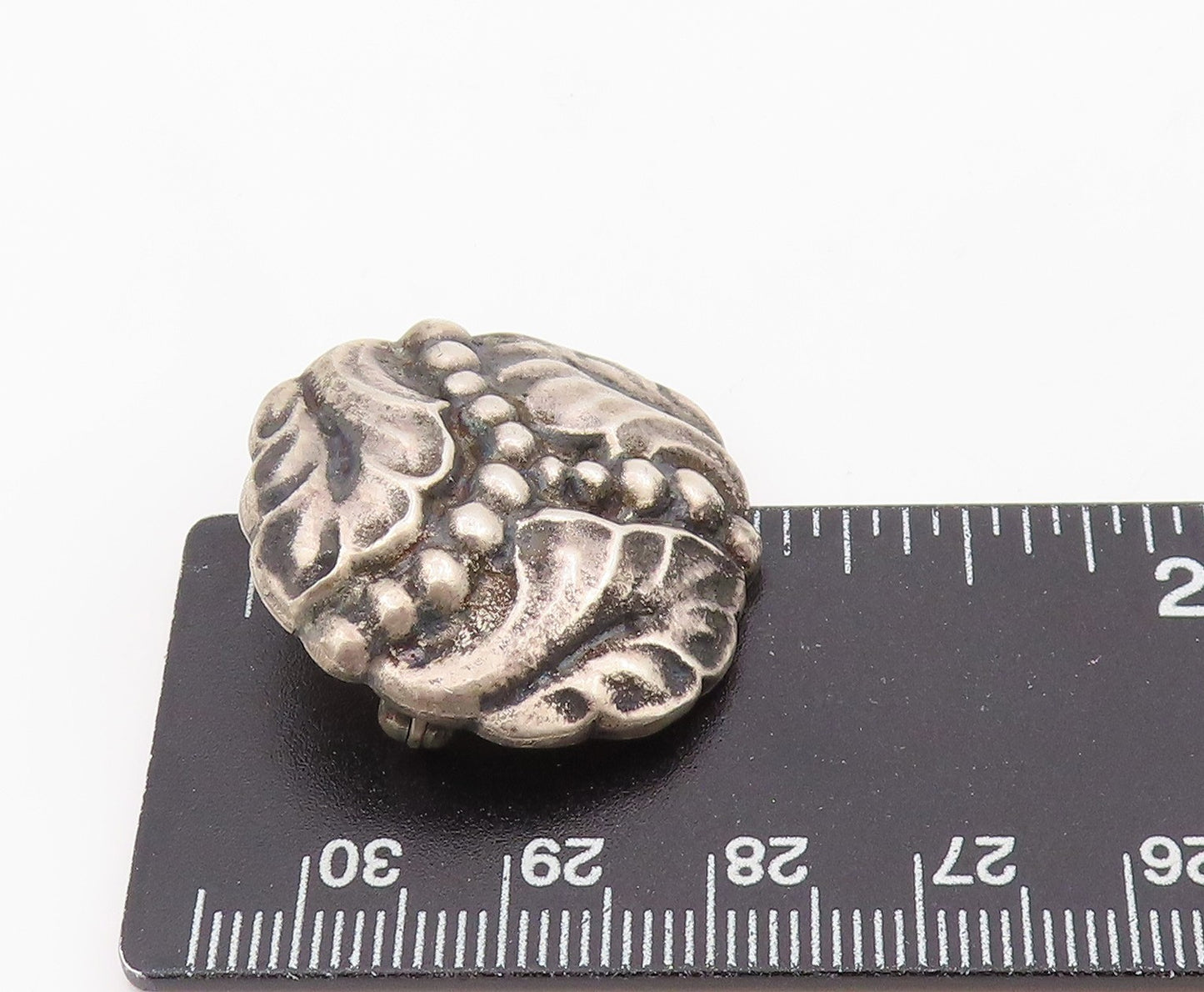 925 Sterling Silver Vintage Brooch Art Nouveau Style Leaf & Berry Pin BP12050