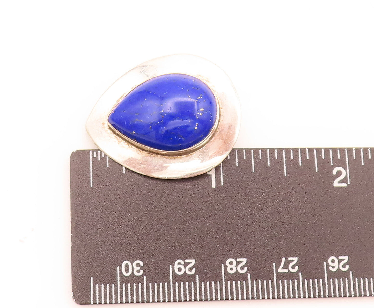 925 Sterling Silver Vintage Blue Sodalite Teardrop Cabochon Earrings EG12425