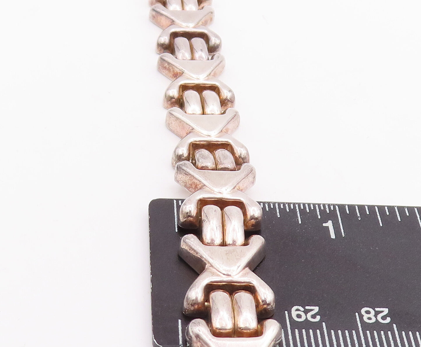 925 Sterling Silver Vintage Bracelet Multiple X Style Linked BT10596