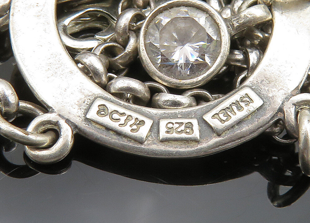 SHABLOOL ISRAEL 925 Silver Vintage Cubic Zirconia Faith Chain Necklace NE3336