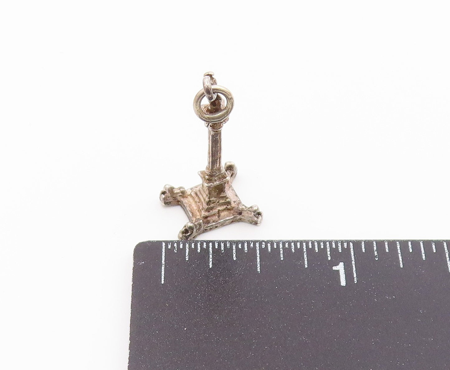 925 Sterling Silver Vintage Monument Structure Petite Pendant PT16725