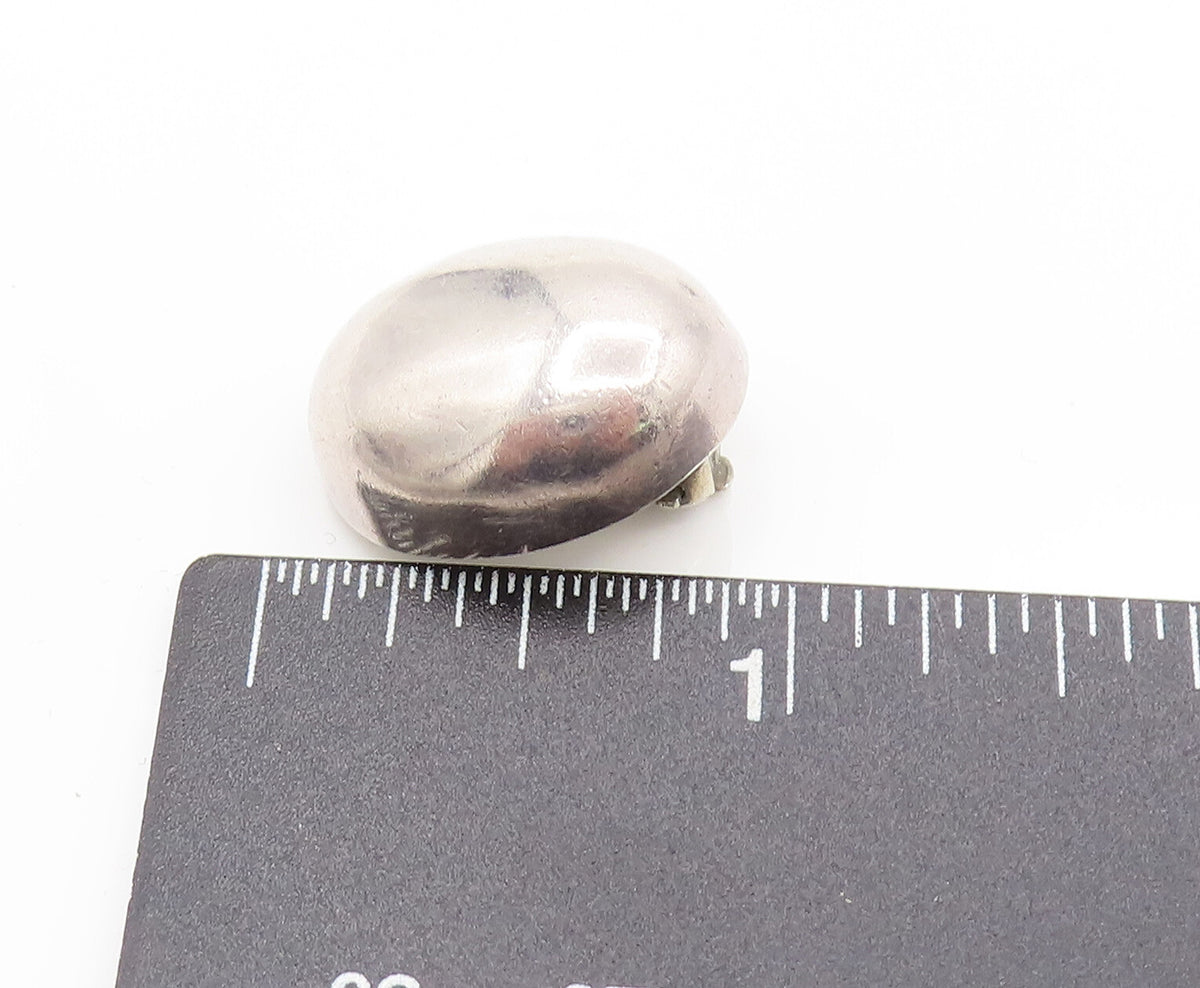 BARRA 925 Silver Vintage Minimalist Cabochon Oval Clip Back Earrings EG12387