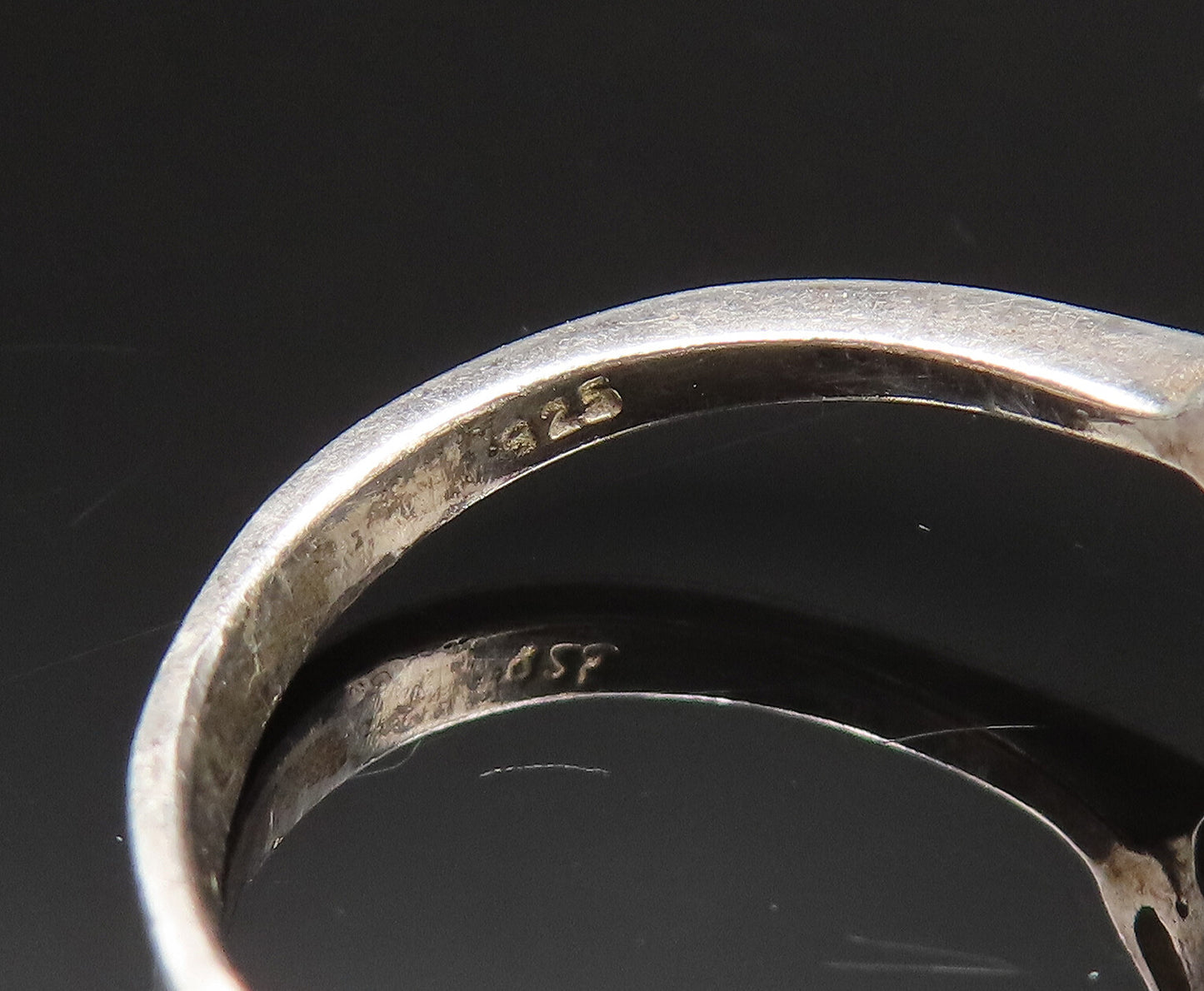 925 Silver Vintage Dainty Cubic Zirconia & Spinel Bypass Ring Sz 5.5 RG24919