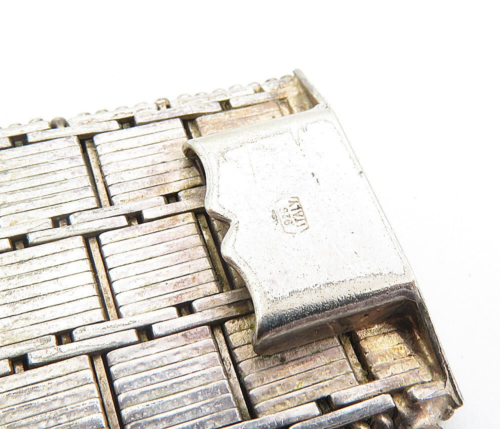 925 Sterling Silver Vintage Textured Square Link Flat Chain Bracelet BT3985