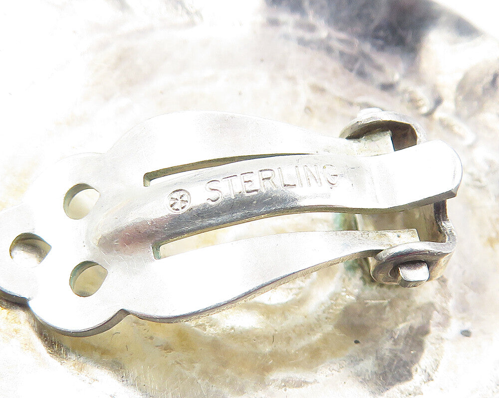 925 Sterling Silver Vintage Etched Spiral Design Non Pierce Earrings EG6075