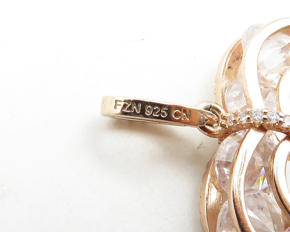 925 Sterling Silver Cubic Zirconia Rose Gold Plated Heart Pendant PT14741