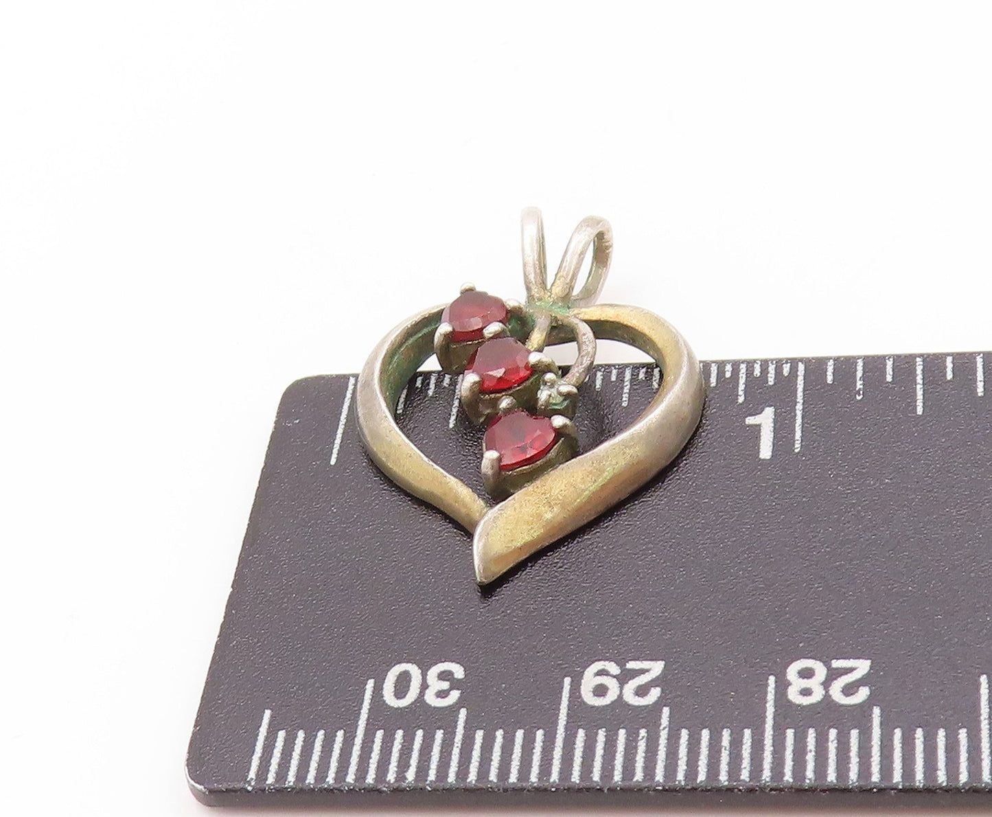 925 Sterling Silver Vintage Pendant Round Cut Designer Love Heart PT24150
