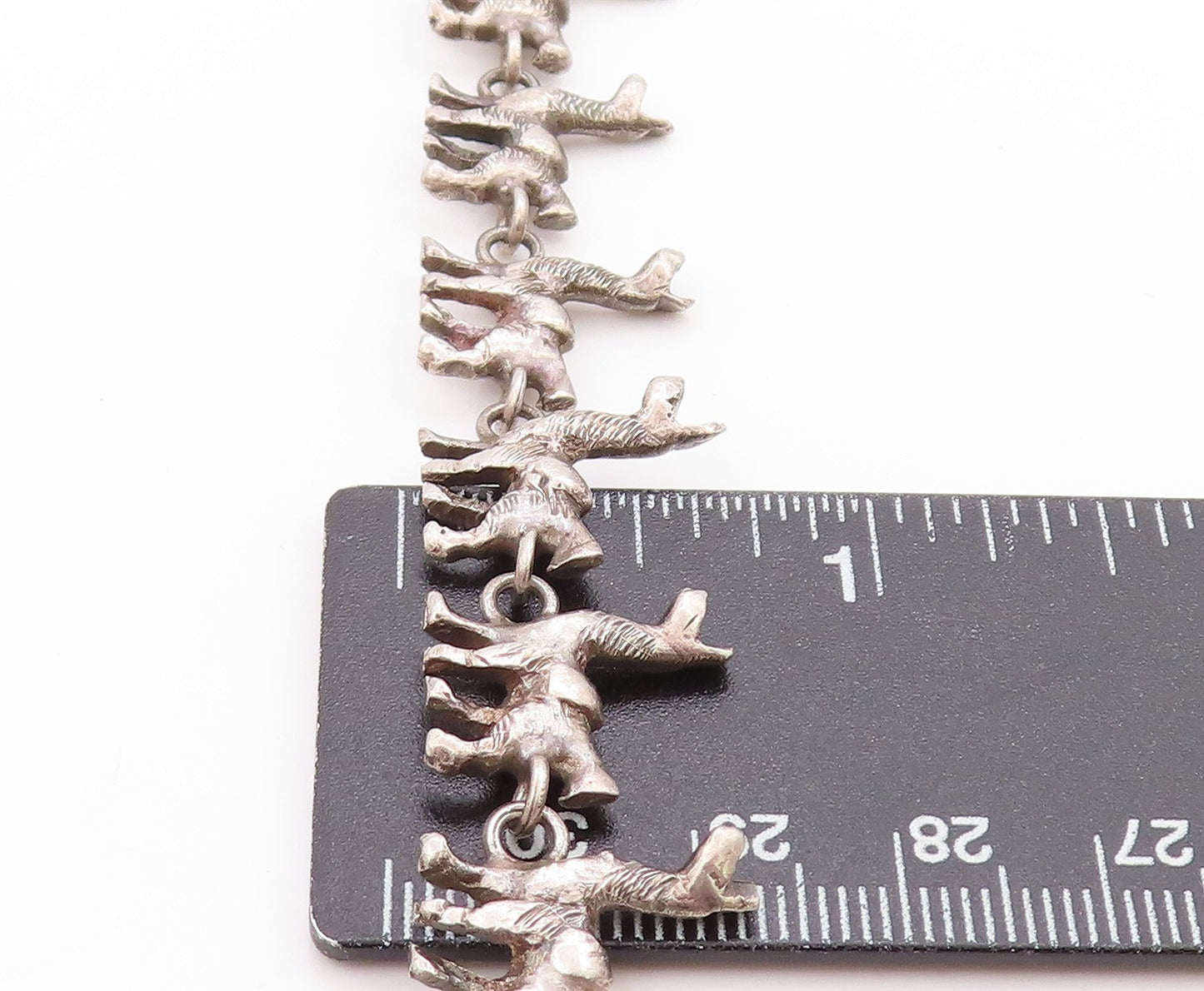 925 Sterling Silver Vintage Bracelet Etched Llama Animal Charm Chain BT11404