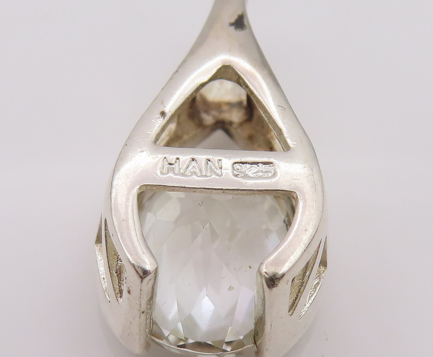 925 Sterling Silver Vintage Minimalist Topaz Rain Drop Pendant PT22105