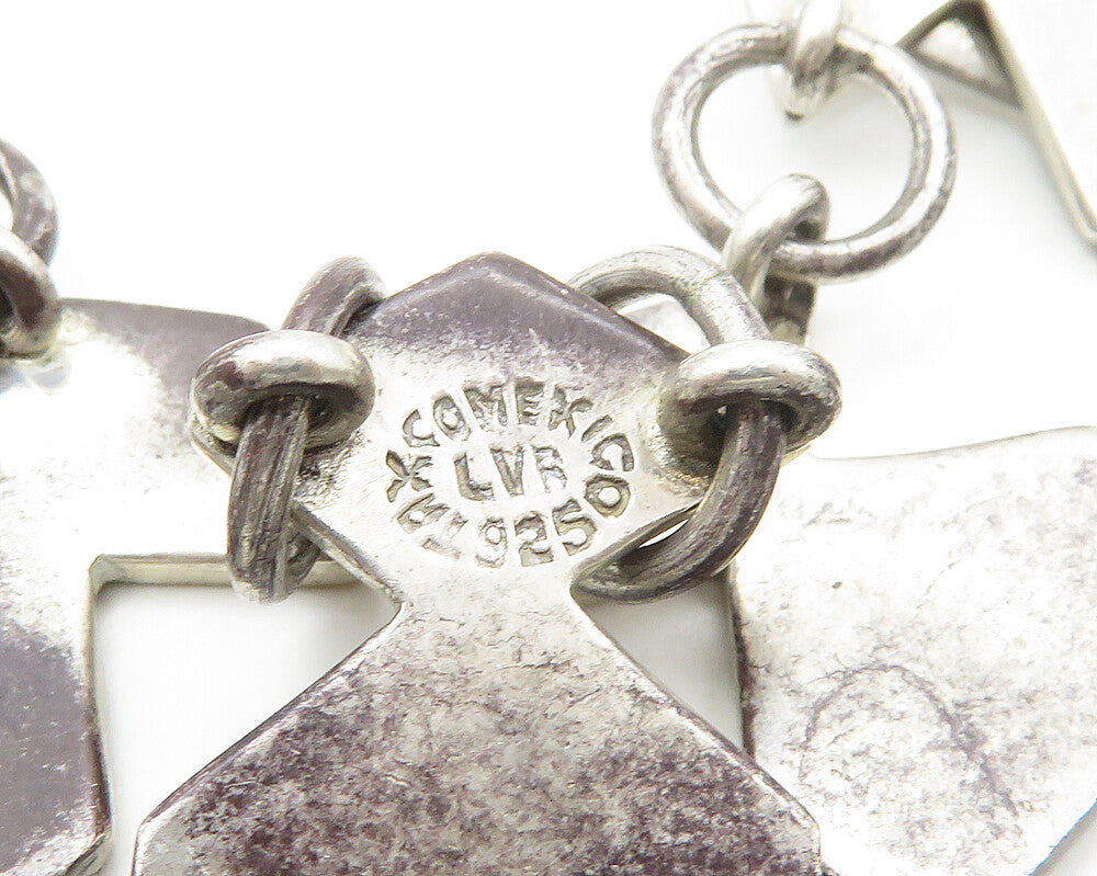LVR TAXCO MEXICO 925 Sterling Silver Vintage Inlaid Stone Chain Necklace NE2763