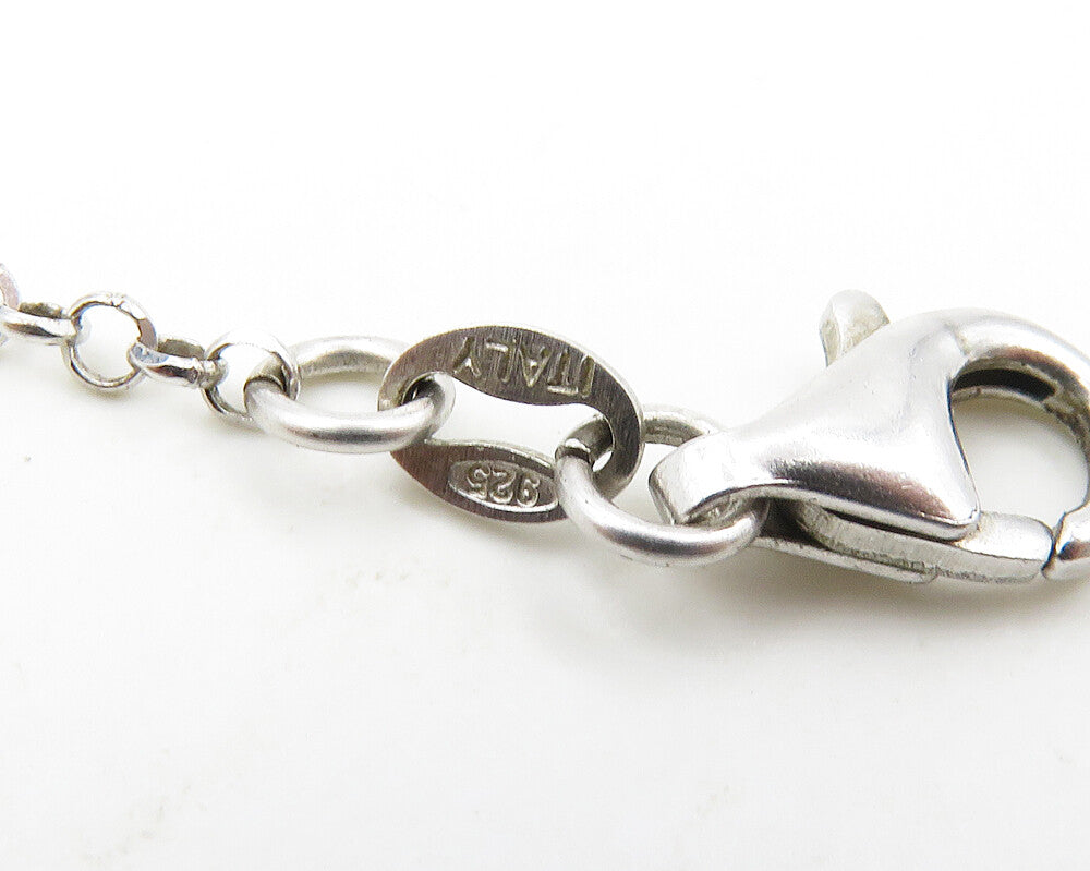 925 Sterling Silver Vintage Shiny Floral Leaf Vine Chain Necklace NE3056