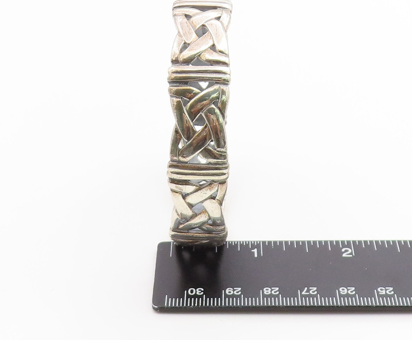 925 Sterling Silver Vintage Bracelet Classic Openwork Celtic Knot Bangle BT12036