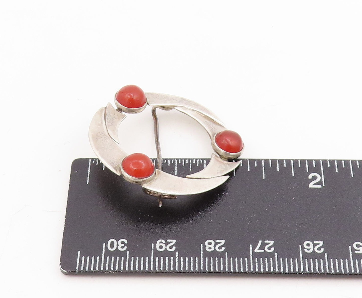 925 Sterling Silver Vintage Brooch Pin Cabochon Carnelian Celtic Knot BP12206