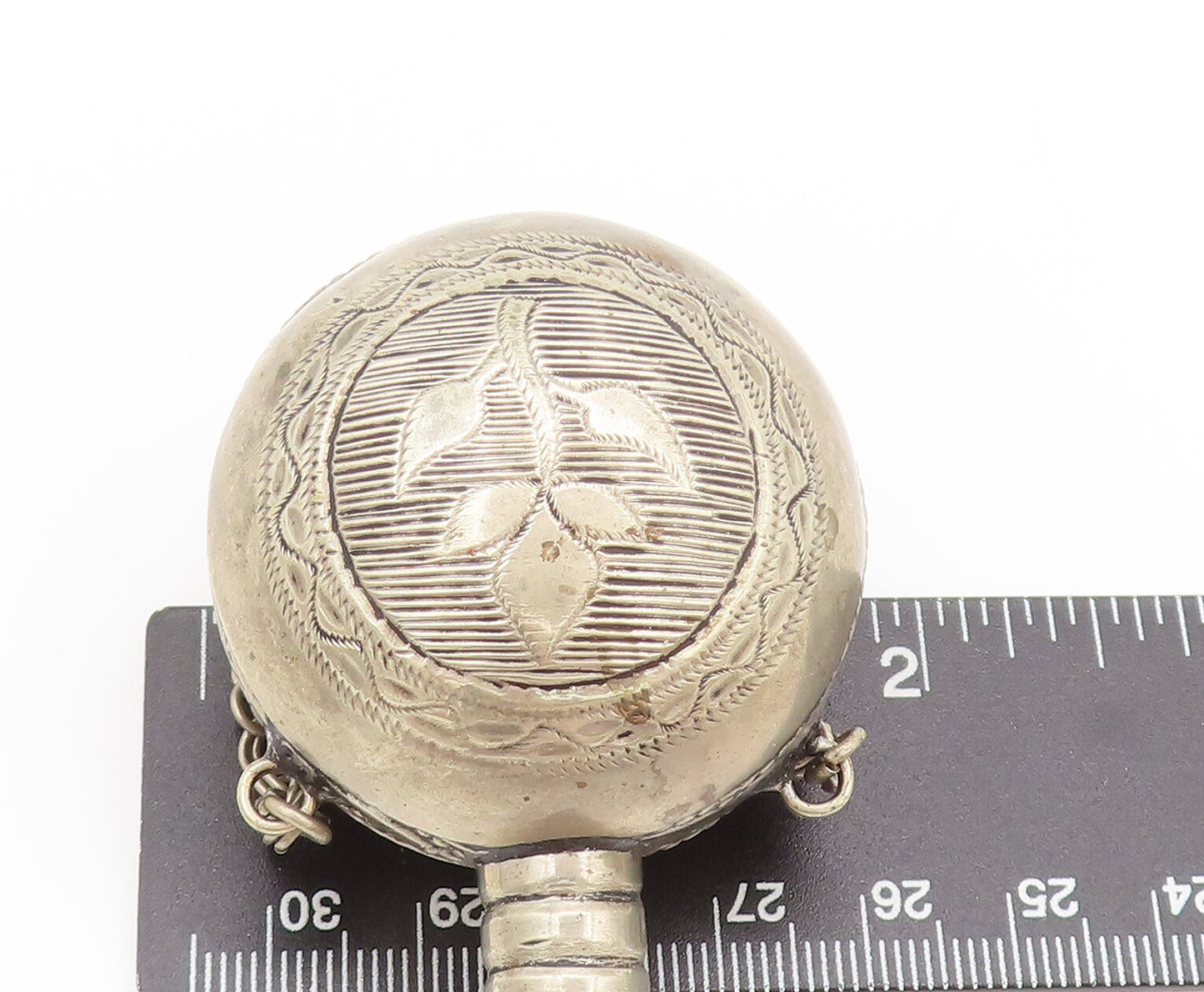 925 Sterling Silver Vintage Antique Large Etched Perfume Bottle (OPENS) TR3632