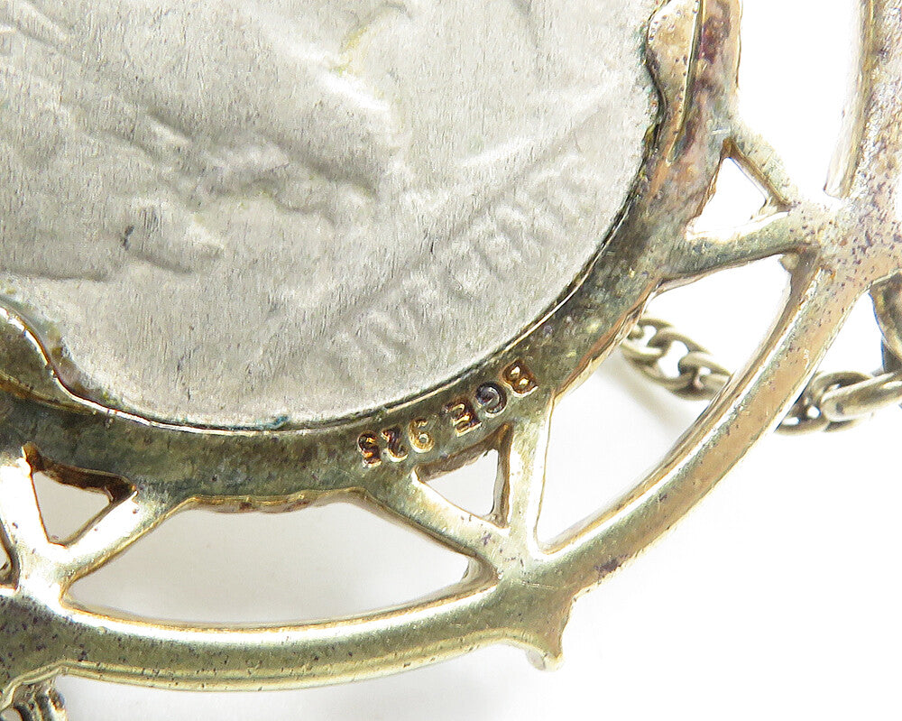925 Sterling Silver Vintage Cubic Zirconia 1936 Nickel Chain Necklace NE3005