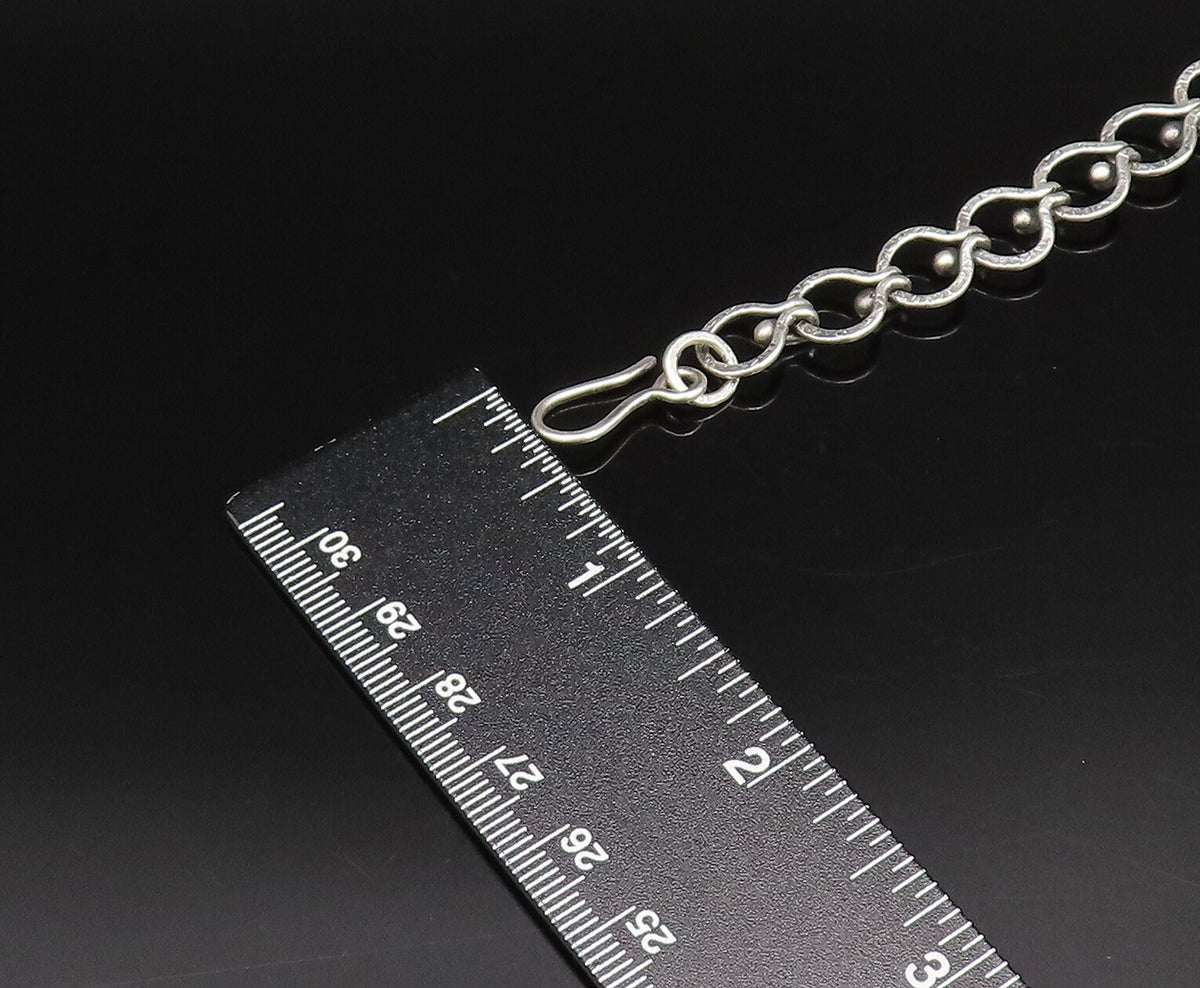 925 Sterling Silver Vintage Hammered Open Circle Chain Bracelet BT9733