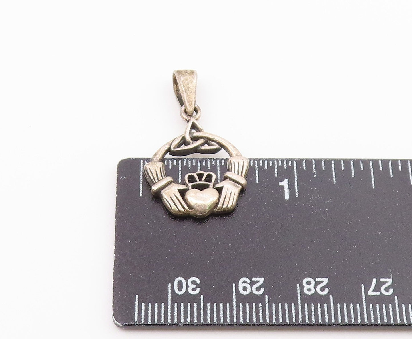 925 Sterling Silver Vintage Celtic Knot & Claddagh Pendant PT21226