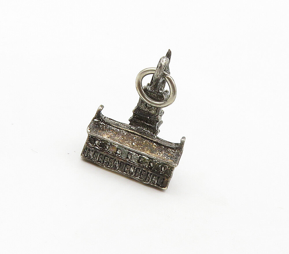 925 Sterling Silver Vintage Petite Dark Tone Church Building Pendant PT12399