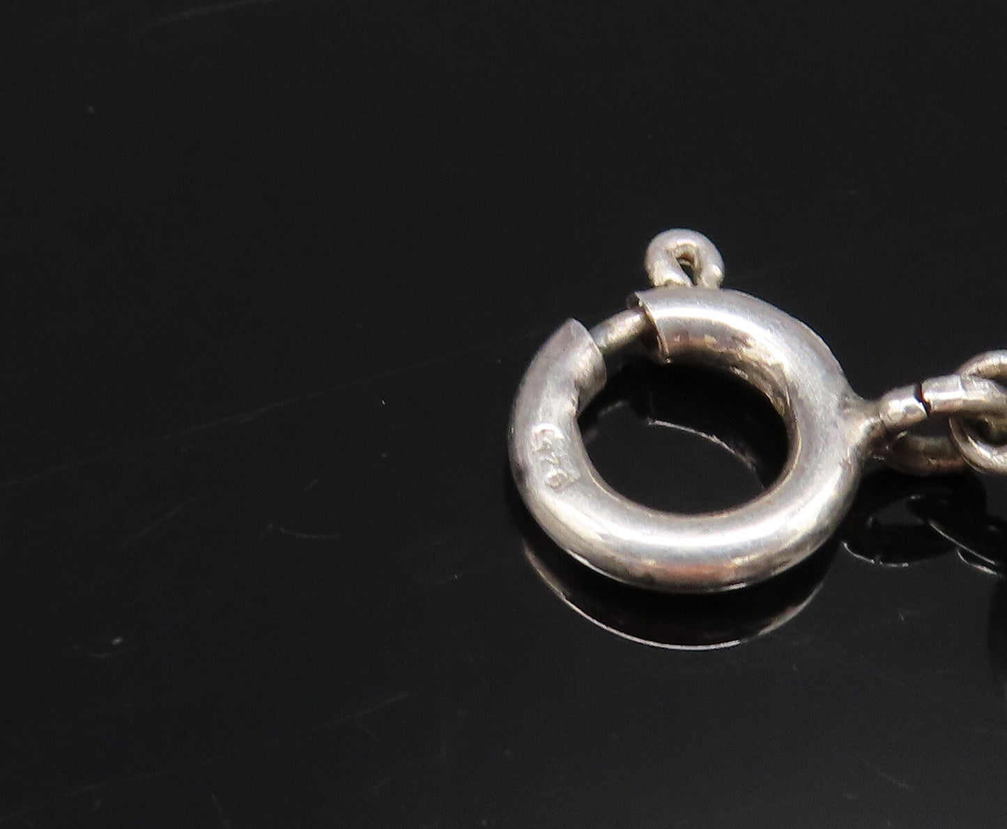 Solid Silver Vintage Dented Sphere Bead Ball Pattern Necklace NE3942