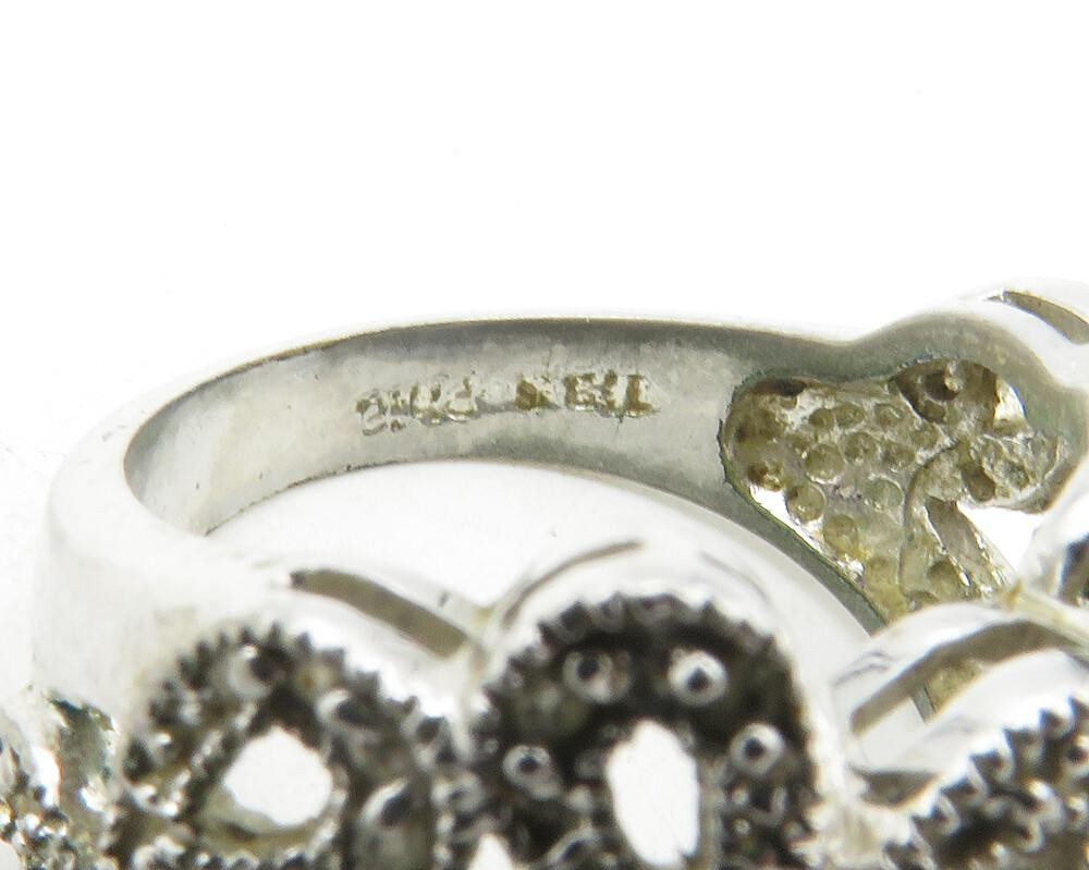 925 Sterling Silver Vintage Topaz Open Retro Flowers Band Ring Sz 6 RG12023