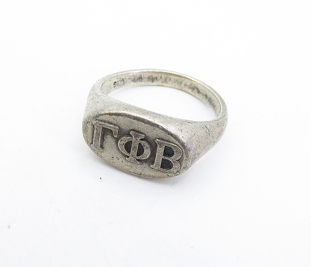 925 Sterling Silver Vintage Petite College Sorority Band Ring Sz 4.5 RG7139