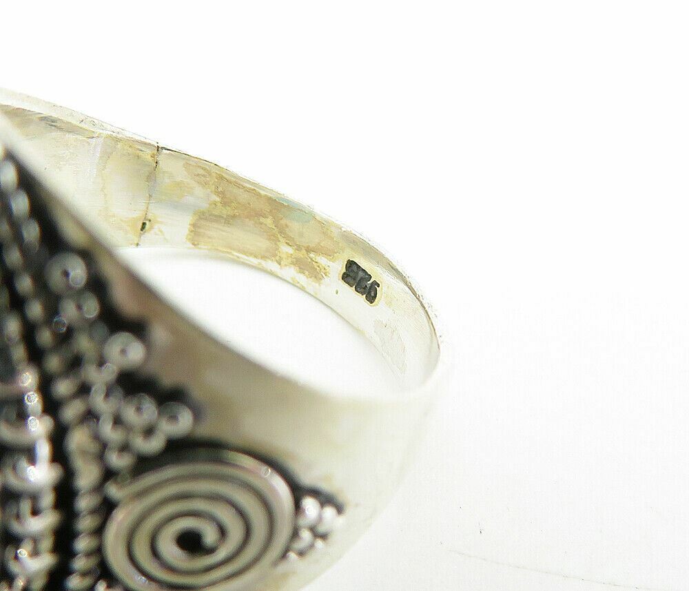 925 Sterling Silver Blue Chalcedony Tear Drop Cocktail Ring Sz 6.5 RG8067