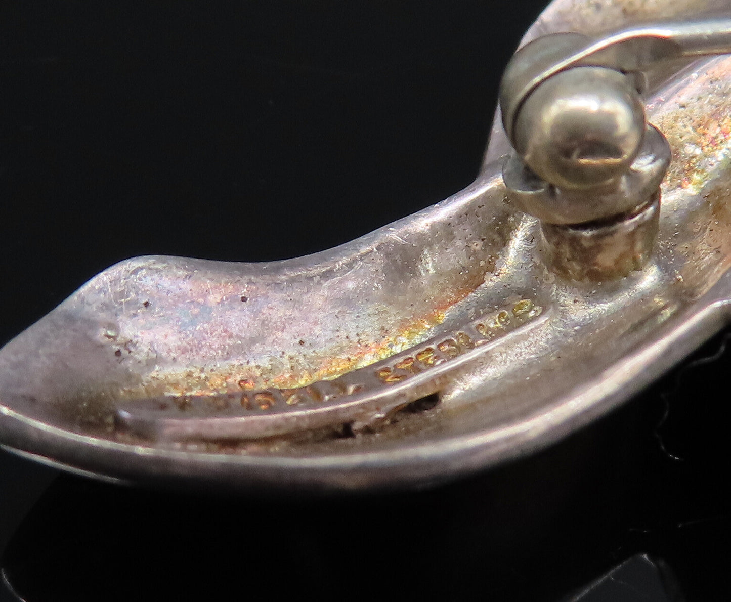 CHARLES KRYPELL 925 Silver Vintage Fashion Scalloped Leaf Brooch Pin BP9869
