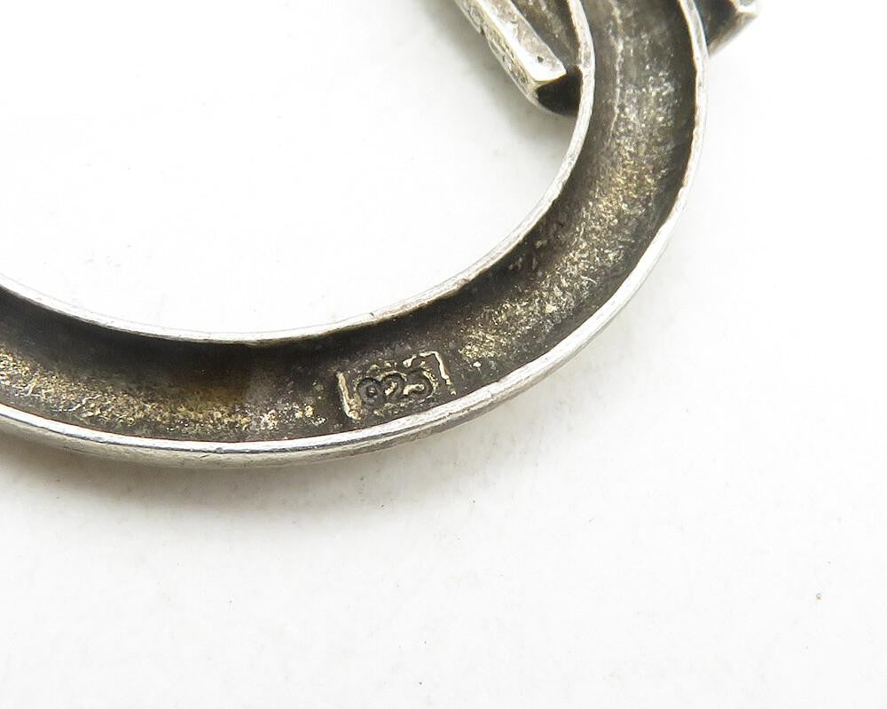 925 Sterling Silver Vintage Cubic Zirconia Open Circle Brooch Pin BP3605